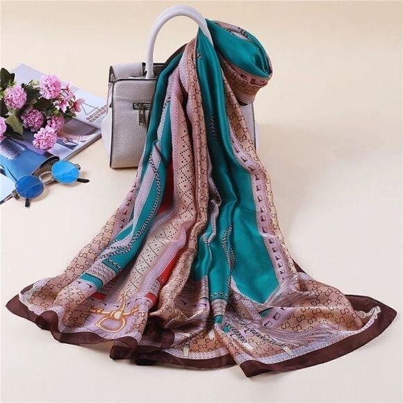 Women Satin Silky Scarf Long Shawl Wrap - Picture 3 of 3